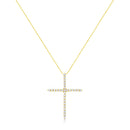 10K Yellow Gold 3.00 cttw Round-Cut Diamond Cross 18" Pendant Necklace (J-K Color, I1-I2 Clarity)-2
