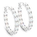 2.05 Carat Genuine Created Opal .925 Sterling Silver Earrings-1