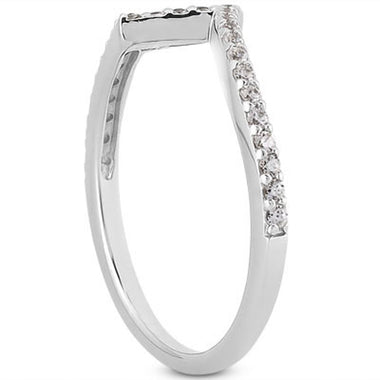 14k White Gold Fancy Zig Zag Pave Diamond Wedding Ring Band - 0