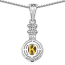 1.00 Carat Genuine Citrine, Champagne Diamond & White Diamond .925 Sterling Silver Pendant-3