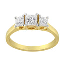 10K Yellow Gold Princess-Cut Diamond Three Stone Band Ring (1 Cttw, J-K Color, I1-I2 Clarity) - Size 6-2