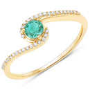 0.33 Carat Genuine Zambian Emerald and White Diamond 14K Yellow Gold Ring-1