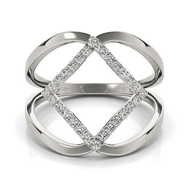 14k White Gold Interlaced Design Diamond Ring (1/5 cttw) - 0