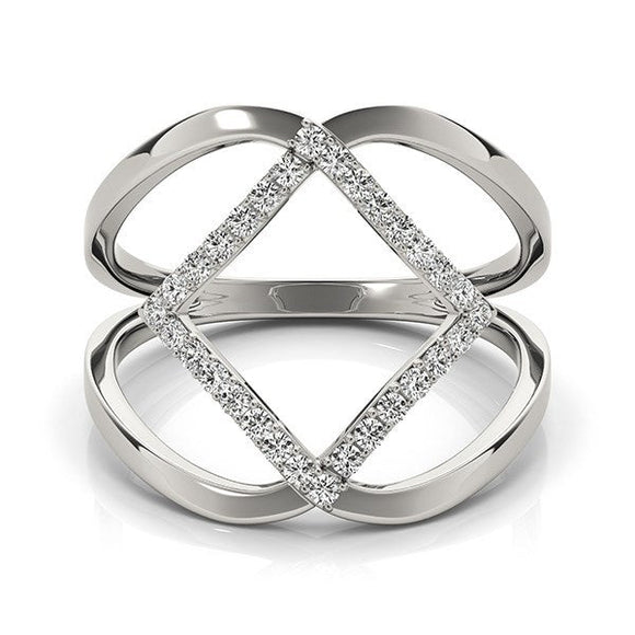 14k White Gold Interlaced Design Diamond Ring (1/5 cttw)