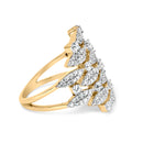 14K Yellow Gold 1.0 Cttw Diamond Geometric Stacked Open Cocktail Ring (I-J Color, I1-I2 Clarity) - Ring Size 7-2