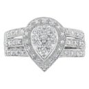 10K White Gold Round Cut Diamond Teardrop Ring (1/2 Cttw, H-I Color, SI2-I1 Clarity) - Size 6-1/2-1