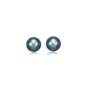 14k Yellow Gold Cultured Black Pearl Stud Earrings (6.0 mm)-1