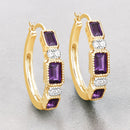 2.18 Carat Genuine Amethyst and White Topaz .925 Sterling Silver Earrings-2
