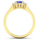 1.92 Carat Genuine Tanzanite and White Diamond 14K Yellow Gold Ring-2