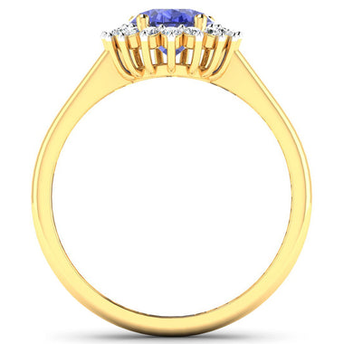 1.92 Carat Genuine Tanzanite and White Diamond 14K Yellow Gold Ring - 0
