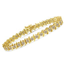 10K Yellow Gold Plated .925 Sterling Silver 7.0 cttw 2-Prong Set Round Brilliant Cut Diamond "S" Link Bracelet (J-K color, I1-I2 clarity) - 7"-3