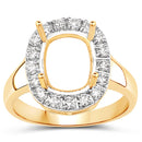 0.51 Carat Genuine White Diamond 14K Yellow Gold Semi Mount Ring - holds 10x8mm Cushion Gemstone-2
