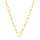 14k Yellow Gold Figaro Chain Necklace with Heart-3
