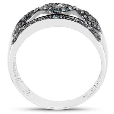 0.32 Carat Genuine Blue Diamond .925 Sterling Silver Ring - 0