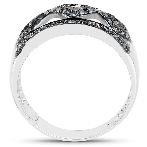 0.32 Carat Genuine Blue Diamond .925 Sterling Silver Ring