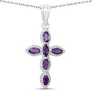 0.90 Carat Genuine Amethyst .925 Sterling Silver Pendant-1