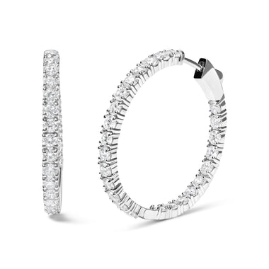 14K White Gold 5.00 Cttw Lab Grown Diamond Inside Out Hoop Earrings (F-G Color, VS1-VS2 Clarity) - 0