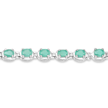 3.78 Carat Genuine Emerald .925 Sterling Silver Bracelet - 0