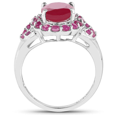 4.43 Carat Glass Filled Ruby and Ruby .925 Sterling Silver Ring - 0