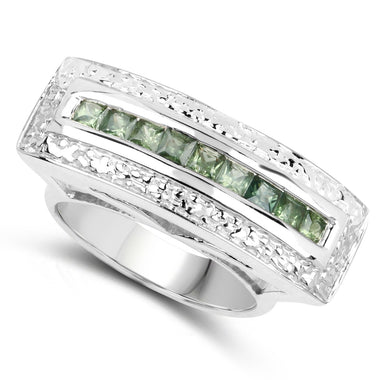 1.08 Carat Genuine Green Sapphire .925 Sterling Silver Ring - 0