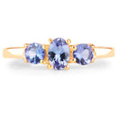 18K Yellow Gold Plated 0.90 Carat Genuine Tanzanite .925 Sterling Silver Ring-3