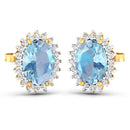 2.36 Carat Genuine Aquamarine and White Diamond 14K Yellow Gold Earrings-1