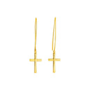 14k Yellow Gold Dangle Cross Earrings-1