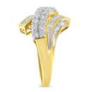 10K Yellow Gold 1.0 Cttw Round & Baguette Cut Diamond 64 Stone Bypass Style Channel Set Modern Statement Ring (H-I Color, SI1-SI2 Clarity) - Size 6-4