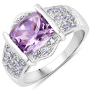 3.08 Carat Genuine Amethyst and Tanzanite .925 Sterling Silver Ring-1