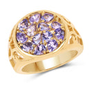 14K Yellow Gold Plated 1.82 Carat Genuine Tanzanite .925 Sterling Silver Ring-1