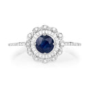 0.72 Carat Genuine Blue Sapphire and White Diamond 14K White Gold Ring-3