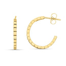 14k Yellow Gold Brick Omega Hoop Earrings-1