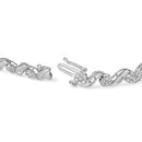 10K White Gold 2.00 Cttw Round-Cut and Baguette-Cut Diamond Floral Design Swirl Link 7" Bracelet (I-J Color, I1-I2 Clarity)-2