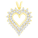 14K Yellow Gold Plated .925 Sterling Silver 3.00 Cttw Round Cut Diamond Cluster Heart 18" Pendant Necklace (K-L Color, I1-I2 Clarity)-1