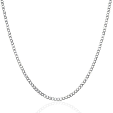 2.6mm 14k White Gold Solid Curb Chain - 0