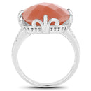 12.75 Carat Genuine Peach Moonstone .925 Sterling Silver Ring-2