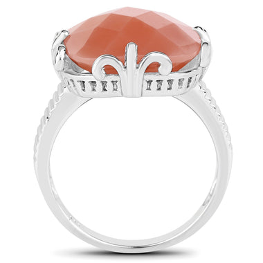 12.75 Carat Genuine Peach Moonstone .925 Sterling Silver Ring - 0
