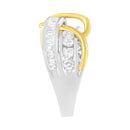 10K White and Yellow Gold 1 1/10 cttw Channel-Set Diamond Bypass Band Ring (J Color, I3 Clarity) - Size 7-5