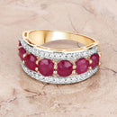 3.24 Carat Genuine Ruby and White Diamond 14K Yellow Gold Ring-4