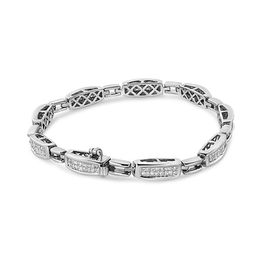 14K White Gold 2.00 Cttw Invisble-Set Princess Diamond Link Bracelet (I1-I2 Clarity, I-J Color) - 7.25" - 0