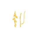 Leafy Branch Motif Climber Earrings in 14k Yellow Gold-1