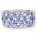 2.76 Carat Genuine Tanzanite and White Topaz .925 Sterling Silver Ring-4