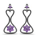 6.31 Carat Genuine Amethyst & Black Spinel .925 Sterling Silver Earrings-2