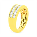 10K Yellow Gold Two-Row Diamond Band Ring (1 Cttw, J-K Color, I1-I2 Clarity) - Size 6-4