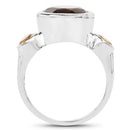 3.56 Carat Genuine Smoky Quartz and Citrine .925 Sterling Silver Ring-2