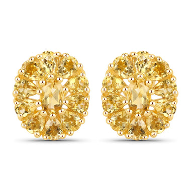18K Yellow Gold Plated 4.06 Carat Genuine Citrine .925 Sterling Silver Earrings