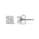 10K White Gold 1/7 Cttw Round and Baguette Diamond Mosaic Square Stud Earrings (H-I Color, I1-I2 Clarity)-3