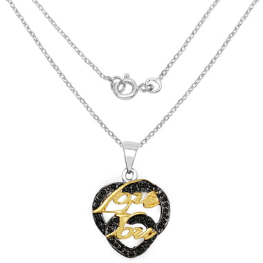 Two Tone Plated 0.18 Carat Genuine Black Spinel .925 Sterling Silver Pendant - 0