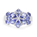 3.36 Carat Genuine Tanzanite and White Topaz .925 Sterling Silver Ring-3