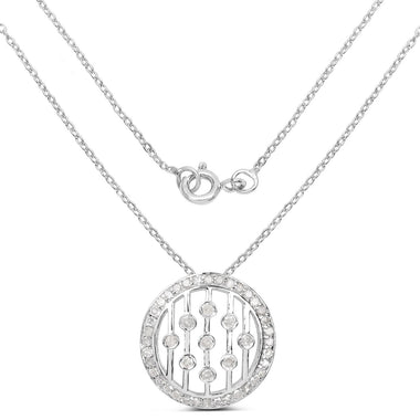 0.53 Carat Genuine White Diamond .925 Sterling Silver Pendant - 0
